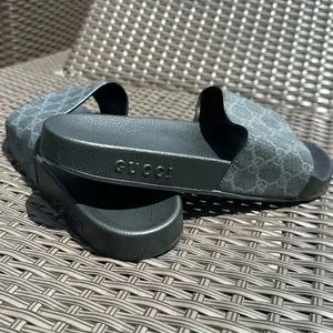 COPY- MEN\'S GG SLIDE SANDAL BLACK CANVAS GUCCI 390$ Men main image 4